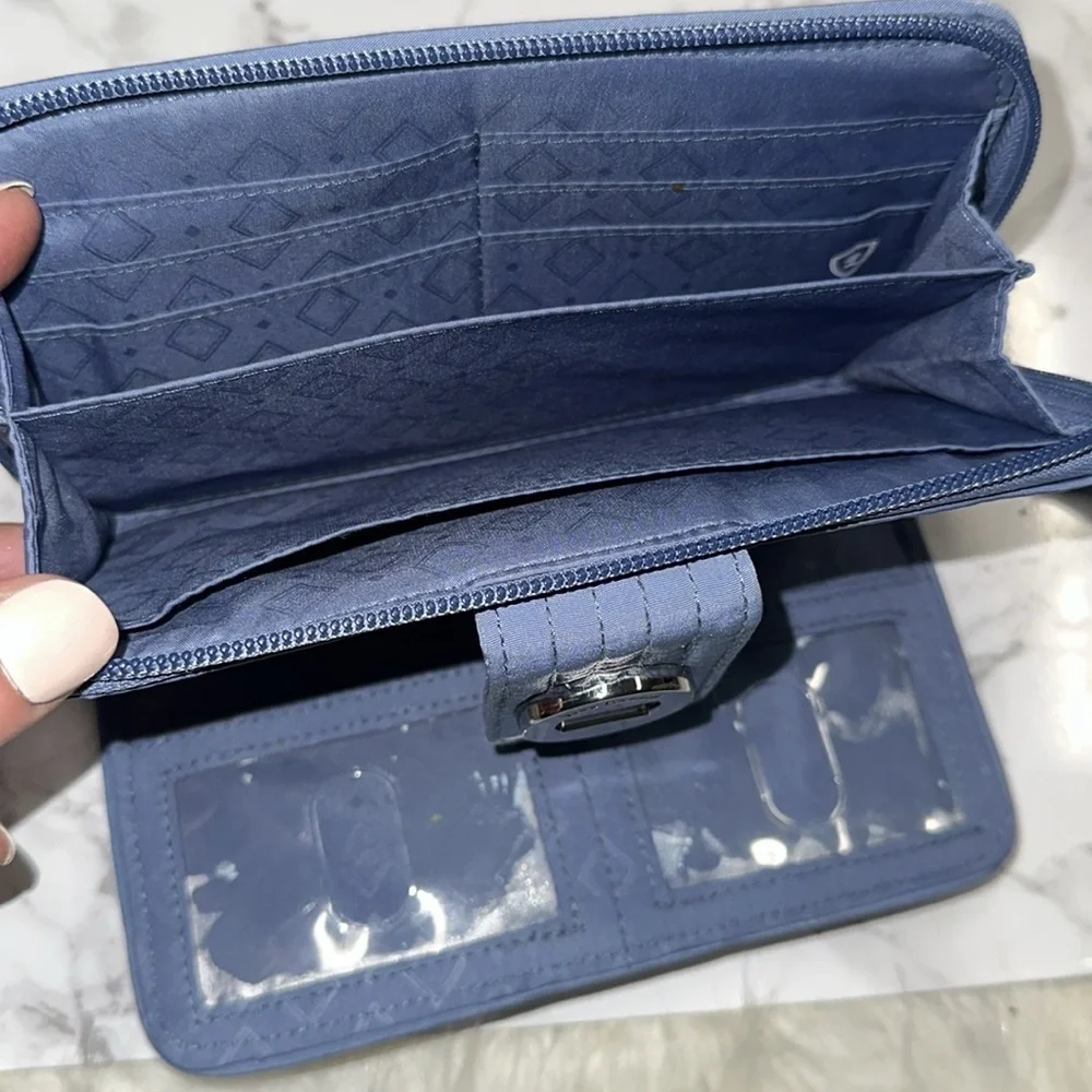 Vera Bradley Quilted Light Blue Zip-Around Wallet